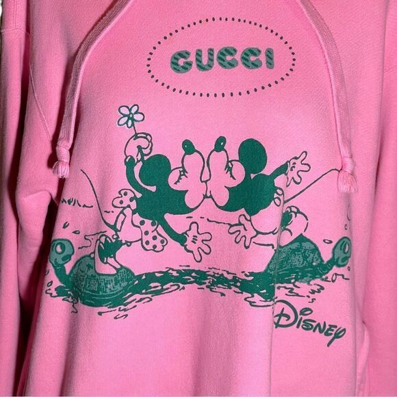 Gucci+Disney Mickey Mouse Minnie Pink  Sweatshirt Hoodie Dress with Pockets - Picture 3 of 16